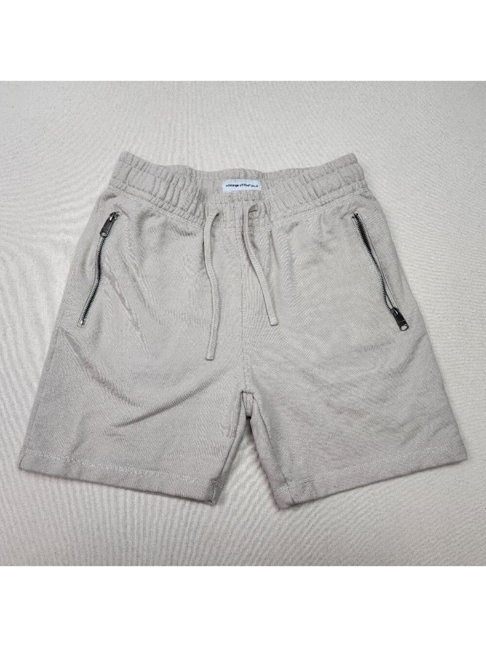 Maison Article Men's Athleisure 3-Pocket Drawstring Fleece Beige Shorts Sz 28/6